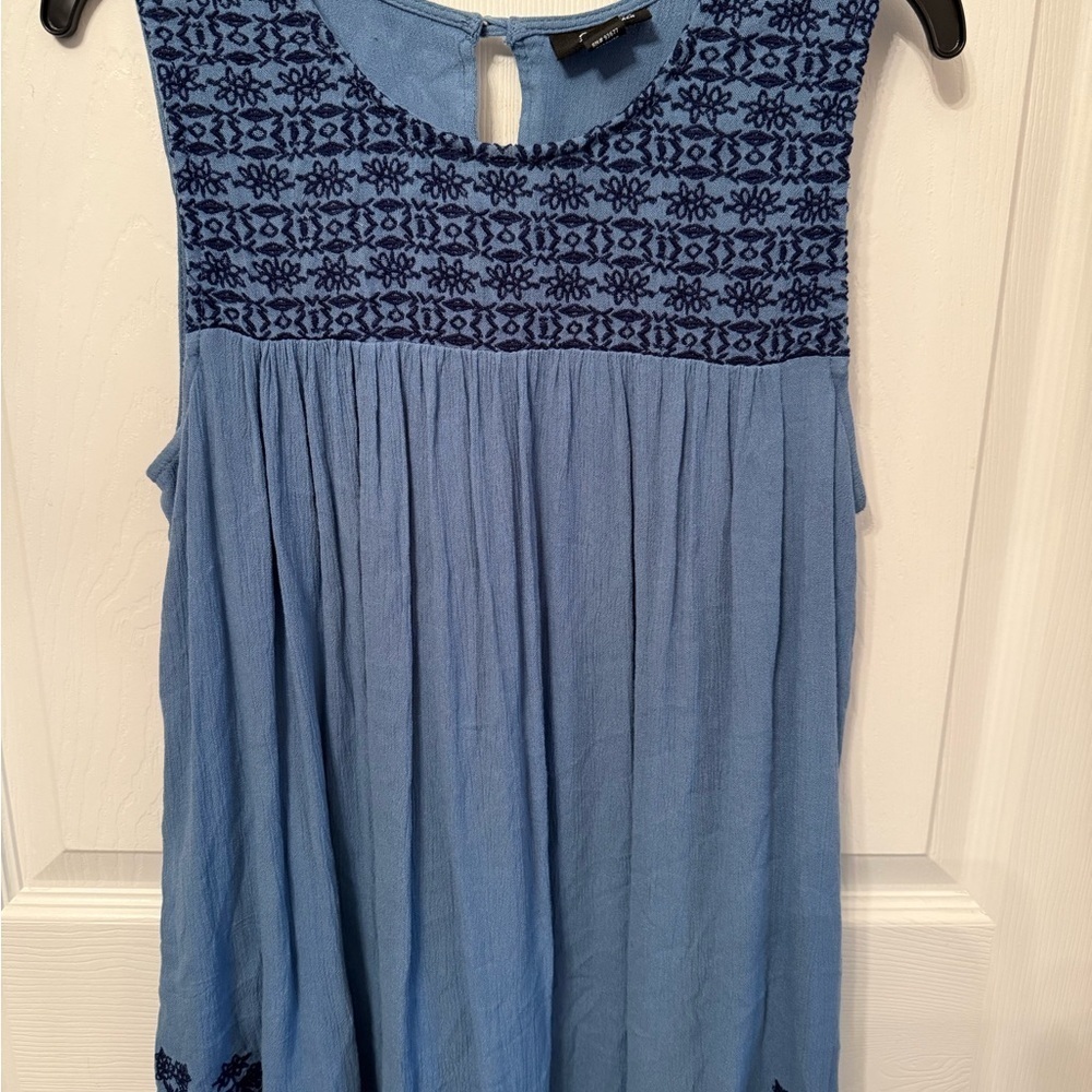 A.N.A Hand Emborderd Blue Tank Top Size Small